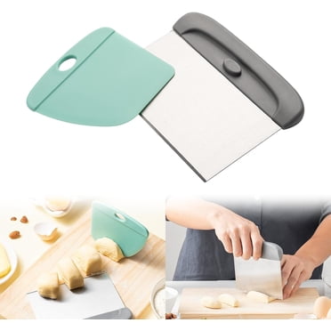 Stainless Steel Bench Scraper With Wood Handle - Dough Cutter & Pastry Scraper