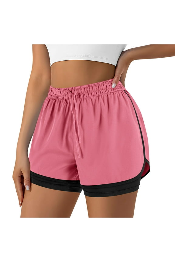 2 In 1 Biker Shorts for Women Build In 5 Inch Quick Dry Gym Workout Shorts High Waisted Tummy Control Workout Yoga Running Gym Tennis Shorts with Pockets