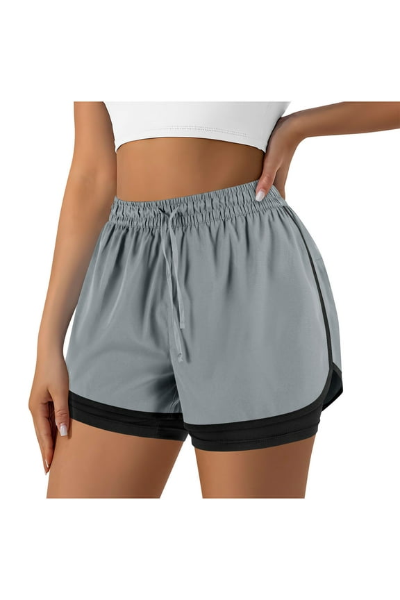 2 In 1 Biker Shorts for Women Build In 5 Inch Quick Dry Gym Workout Shorts High Waisted Tummy Control Workout Yoga Running Gym Tennis Shorts with Pockets