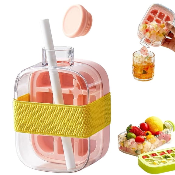 2 in 1 Bottle Ice Cube Tray Water Bottle Ice Maker with Squeeze Release Ice Cube Cup Portable Ice Mold for Drinks Reusable Ice Cube Maker for Home Travel Camping