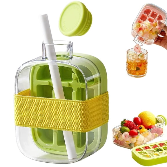 2 in 1 Bottle Ice Cube Tray Water Bottle Ice Maker with Squeeze Release Ice Cube Cup Portable Ice Mold for Drinks Reusable Ice Cube Maker for Home Travel Camping