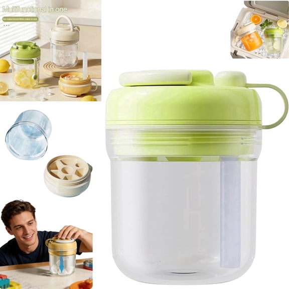 2 In 1 Bottle Silicone Ice cube Cup, Silicone Icecube Cup with Straw, 400ml Ice Cube Cup Press-to-Release Ice Tray, Leak-Proof Container, Portable Touch-Free Ice Tray, for Home, Office, Travel