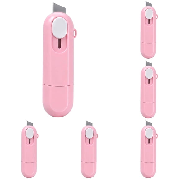 2 in 1 Box Opener and Thermal Paper Eraser,5Pc Lightweight Mini Retractable Utility Knife with Privacy Information Blocker, Portable Package Cutter Tool for Mail Envelope Home Office Daily Supplies