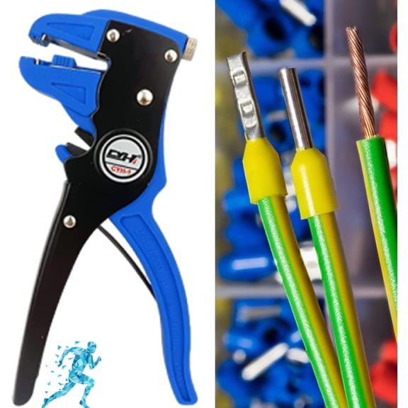 2 in 1 Cable Stripper Tool, Derivemid Cable Strippers, Automatic Wire Stripper and Cutter, Adjustable 10-24 AWG Electrical Cable Wire Stripping Tool for Electronic and Automotive Repair (1*Blue)