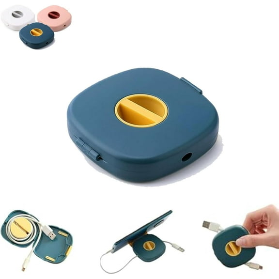 2 in 1 Cable Winder with Phone Stand - Cord Cable Winder Organizer with Phone Stand Rotate, Durable Cable Organizer and Charging Stand for Earphones, USB & Charging Cables (White)