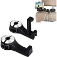 thumbnail image 1 of 2 in 1 Car Headrest Hidden Hook, 2023 New 2 in 1 Car Seat Headrest Hook,360° Rotation Car Vehicle Back Seat Headrest Mobile Phone Holder Hanger Holder Hook for Bag, Purse, Toys, Groceries (Silver), 1 of 5