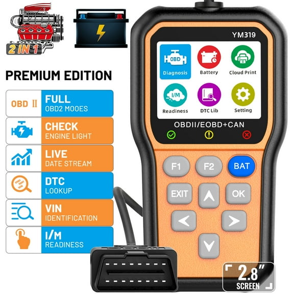 SPEEDWOW OBD2 Scanner, Car Code Reader Diagnostic Tool with Battery Tester, Check Engine Code Reader with Live Data, Cloud Printing, DTC Lookup, Freeze Frame, Car Scanner for All Vehicles Since 1996
