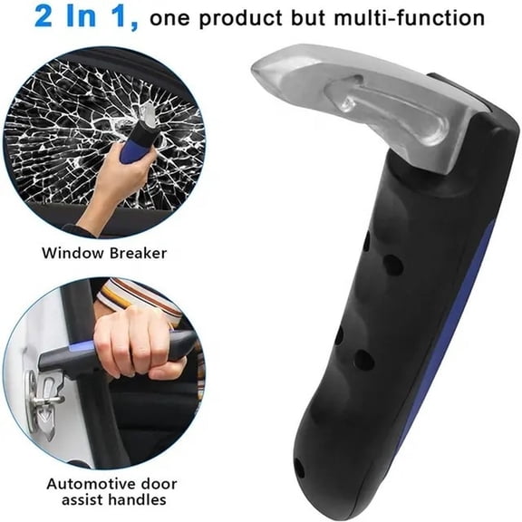 2 In 1 Car Safety Hammer & Door Handle Assist, Multi - Engaging / Interactivection Window Breaker & Seatbelt Cutter, Portable Emergency Tool For Elderly Handicapped Drivers Passengers Daily Commute