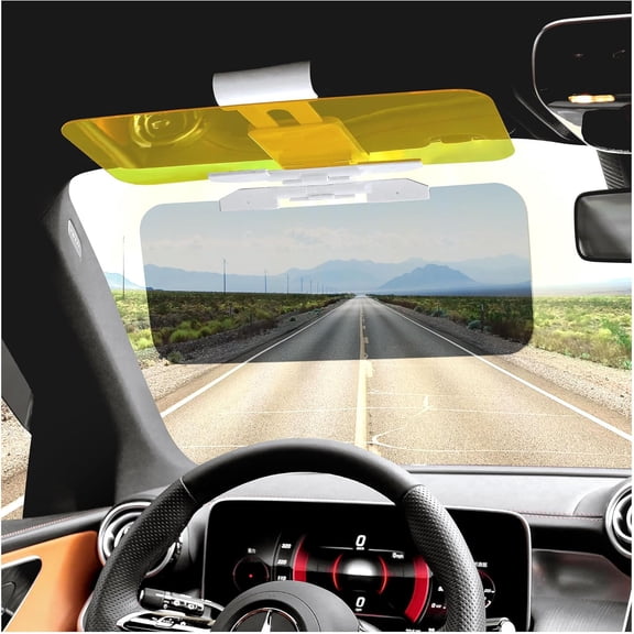 2 in 1 Car Sun Visor Extender Day Night Anti Glare Visor, Adjustable Clip-On Windshield Sun Shade Blocker for Driving Anti-Headlight Glare UV Protection, Universal for Most Cars Trucks SUVs