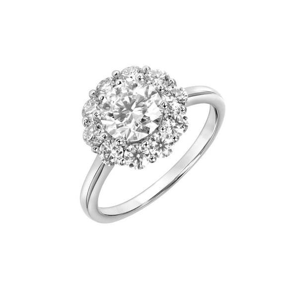 2.1 Carat DEW Moissanite 10K White Gold Floral Halo Engagement Ring