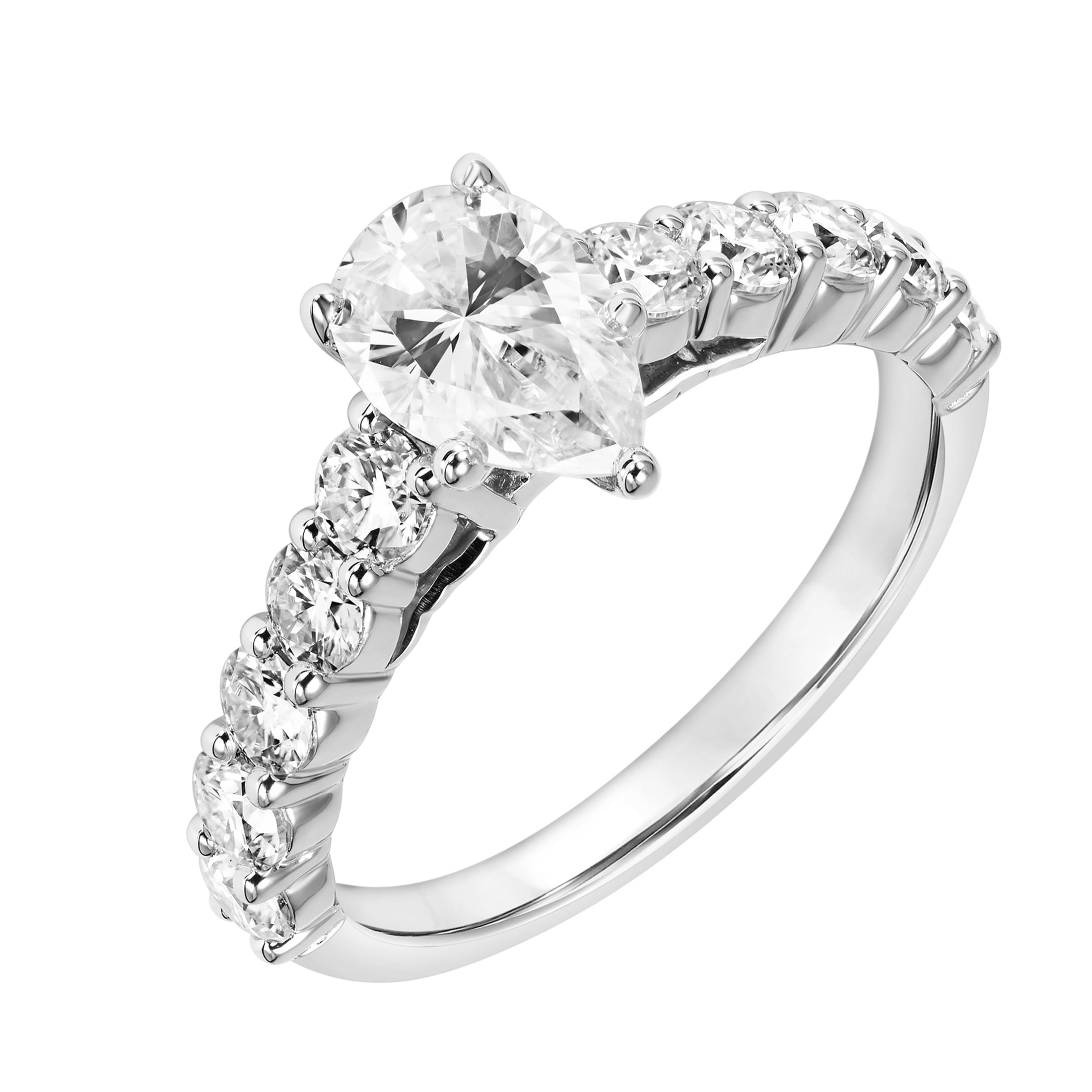 2 1/10 Carat T.G.W. Pear-Cut Moissanite Sterling Silver Women's Engagement Ring