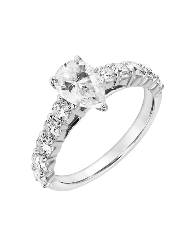 2 1/10 Carat T.G.W. Pear-Cut Moissanite Sterling Silver Women's Engagement Ring