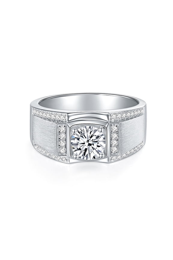 2/1 Carat Moissanite Rings for Men Engagement Ring Mens Diamond Wedding Bands 18K Sterling Silver Moissanite Promise Rings Moissanite Jewelry for Men