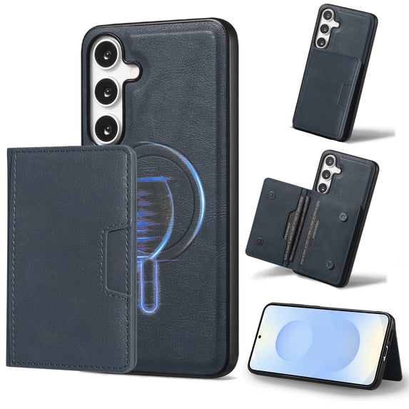 2 In 1 Case for Samsung Galaxy S24 Plus with Kickstand, Detachable Magnetic PU Leather Wallet Case with Card Holder Slots Kickstand Protective Cover Men Women for Samsung Galaxy S24 Plus - Blue