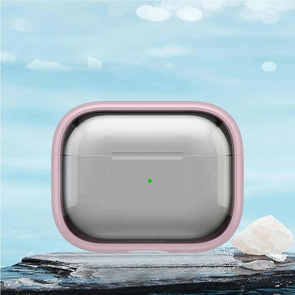 2 In 1 Case with Stand for Apple AirPods 4th Generation 2024, Transparent Protective Cover with Keychain Shockproof Phone Stand Dustproof Bumper Case for Women Men, Pink