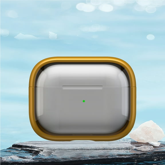 2 In 1 Case with Stand for Apple AirPods 4th Generation 2024, Transparent Protective Cover with Keychain Shockproof Phone Stand Dustproof Bumper Case for Women Men, Yellow