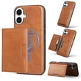 thumbnail image 1 of 2 In 1 Case for iPhone 16 with Kickstand, Detachable Magnetic PU Leather Wallet Case with Card Holder Slots Kickstand Protective Phone Cover Men Women for iPhone 16 - Brown, 1 of 6