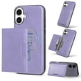 thumbnail image 1 of 2 In 1 Case for iPhone 16 with Kickstand, Detachable Magnetic PU Leather Wallet Case with Card Holder Slots Kickstand Protective Phone Cover Men Women for iPhone 16 - Purple, 1 of 6