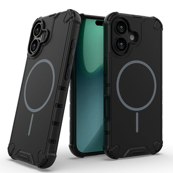 2 In 1 Case for iPhone 17, Hybrid Soft TPU + Hard PC, Compatible with MagSafe, Lightweight Double-layer Drop Protective Heat Dissipation Slim Phone Cover for iPhone 17, Black