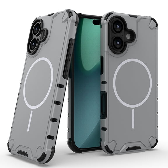 2 In 1 Case for iPhone 17, Hybrid Soft TPU + Hard PC, Compatible with MagSafe, Lightweight Double-layer Drop Protective Heat Dissipation Slim Phone Cover for iPhone 17, Lightgray