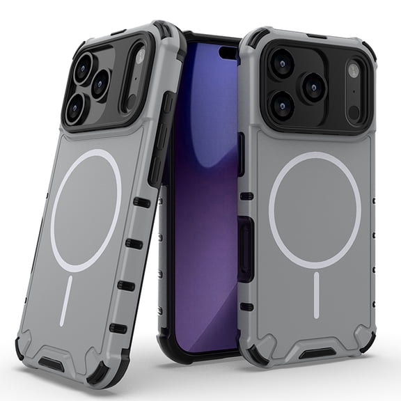 2 In 1 Case for iPhone 17 Pro Max, Hybrid Soft TPU + Hard PC, Compatible with MagSafe, Lightweight Double-layer Drop Protective Heat Dissipation Slim Phone Cover for iPhone 17 Pro Max, Lightgray