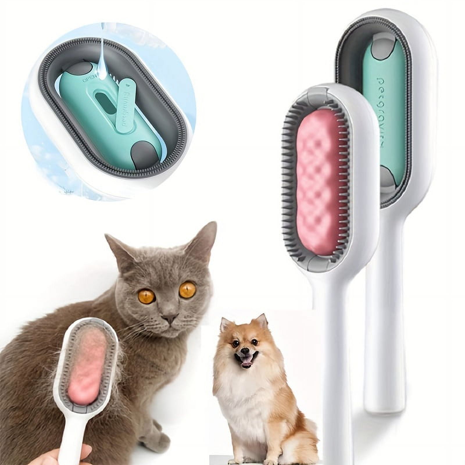 2 in 1 Cat Dog Grooming Comb with Water Tank Double Sided Hair Removal