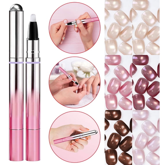 2 In 1 Cats Eye Nail Gel Pen,Nail Polish Pen With Small Magnetic Bead,Cat Eye Magnetic Nail Art Tool,Bead-Attracting Cateye Magnet Pen for Nails,DIY Nail Art Design for Home & Salon