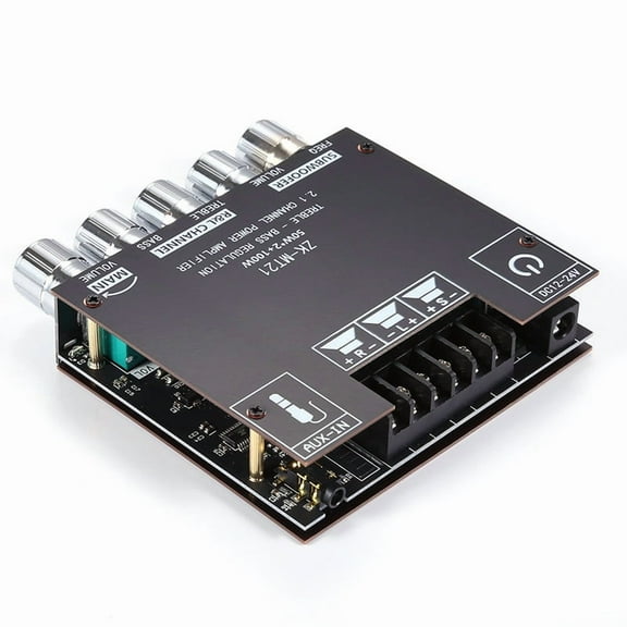 2.1 Channel Audio Amplifier Module with Bluetooth, Subwoofer Output, and Tone Controls for Home Stereo Systems