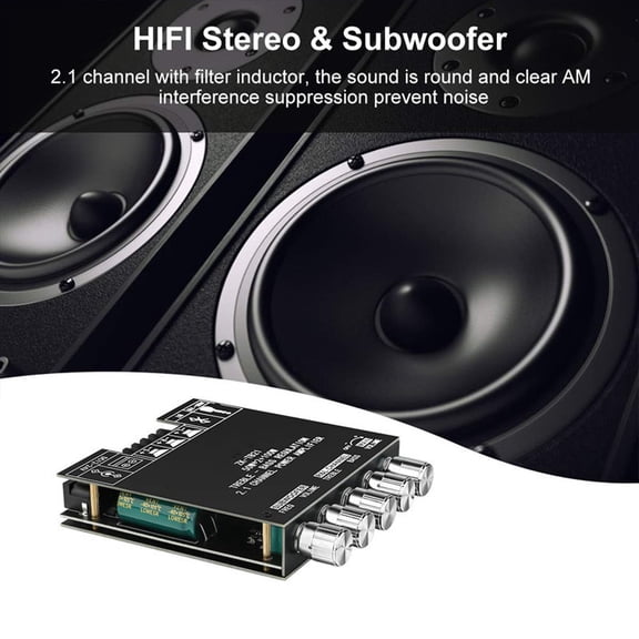 2.1 Channel Audio Receiver Amplifier Module, ZzCityTK 50Wx2+100W Power Amp with Bluetooth 5.0, HiFi Stereo Subwoofer Output for Home Theater Car Audio DIY