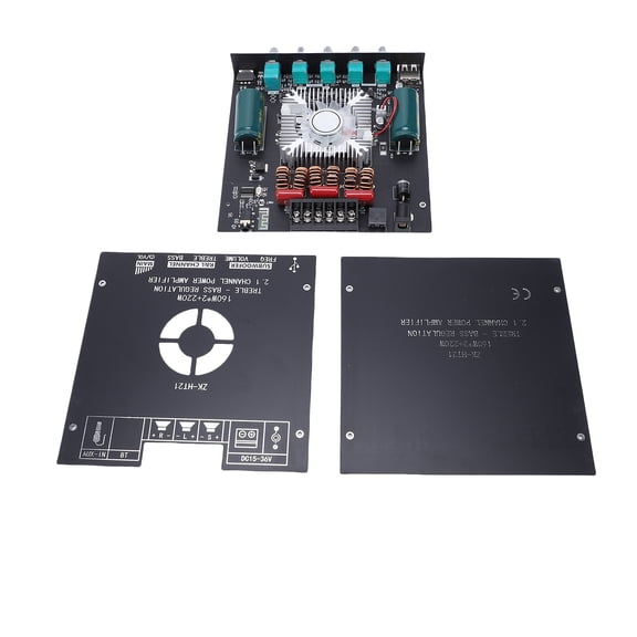 2.1 Channel Bluetooth 5.0 Audio Power Amplifier Module - HiFi Stereo Amp Board with Subwoofer Support, 160W*2 + 220W Output, AUX/USB/Bluetooth Input (ZK-HT21)