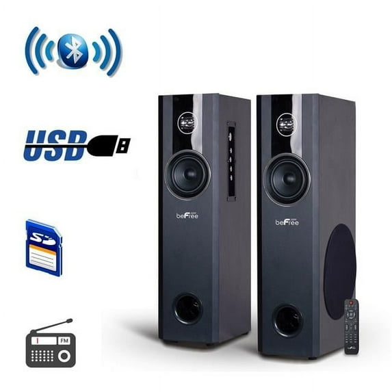 2.1 Channel BluetoothPowered Tower Speakers with Optical Input, Black