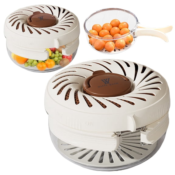 2 in 1 Colander Storage Container with Lid, Foldable Handle Strainer Bowl, Kitchen Sink Drain Basket for Washing Vegetables Fruits, Stackable Fridge Food Storage Container for Meal Prep Picnic, Brown