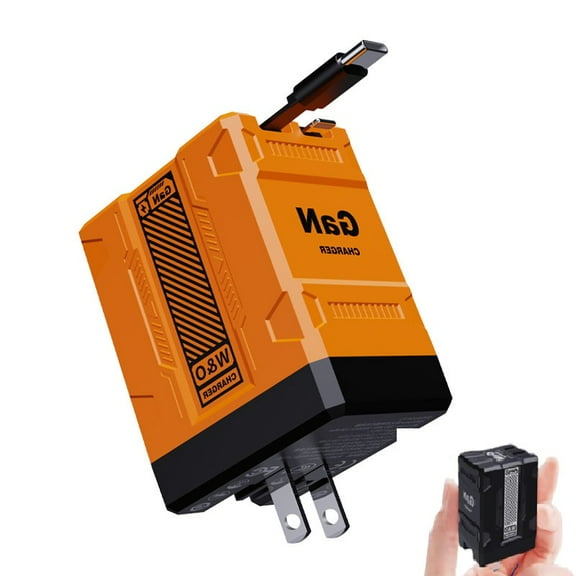 2 in 1 Compatible 120W Fast Charger, Upgraded Scalable Retractable 120w Fast Charger Module, All in 1 Foldable Charging Adapter Wall Plug for Phone, Tablet, Laptops (Yellow)