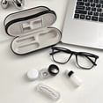 thumbnail image 1 of 2 in 1 Contact Lens Case and Glasses Case,Double Sided Dual Use Design with Mirror, Tweezer and Contact Lens Solution Bottle,Portable Soak Storage Kit for Travel,Office, 1 of 6