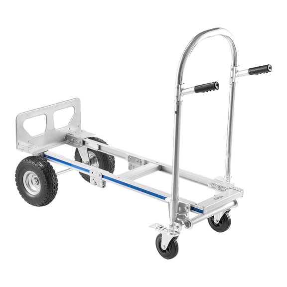 2 in 1 Convertible Hand Truck Dolly 1000 lbs Capacity 4 Wheel Mode Non Slip Handle Wheels Portable Trolley for Moving Home Office Warehouse Supermarket