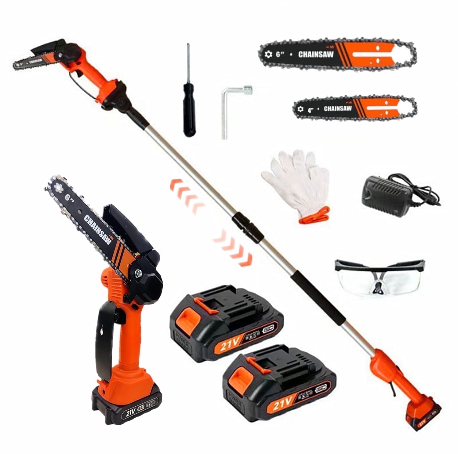 LEXKUYI Cordless Pole Saw, Mini Chainsaw, Electric Pole Saw for Tree Trimming, Tree Trimmer Limb Branch Cutter Pruner