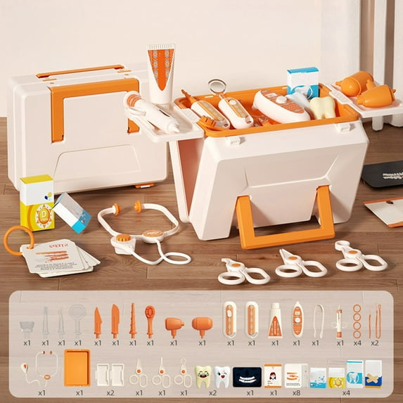 2 In 1 Deformable Doctor Play Set with Storage Box,16PCS Realistic Medical Tools Kit,Interactive Role Play Educational Toy,Safe ABS Material,Portable Foldable Design,Birthday Christmas Gift