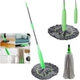 thumbnail image 1 of 2 in 1 Dehydrated Mop - Self-Wringing Torsion Mop, Floor Spin Mop System with Wringer Set, 360 Degree Spin Round Wall Cleaning Mop, Microfiber Cloth Mop Wet and Dry for Bathroom Floor Wall Bed, 1 of 7