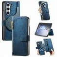 thumbnail image 1 of 2 in 1 Detachable Case for Samsung Galaxy Z Fold 6 Case with Card Holder & S Pen Zipper Pocket & Hinge Protection, [Compatible with MagSafe] Heavy Duty Leather Wallet Phone Case - Blue, 1 of 9