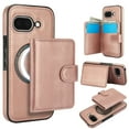 thumbnail image 1 of 2 in 1 Detachable Magnetic Phone Cases Compatible with Google Pixel 9a, with Credit Card Holder, Classic Durable Premium PU Leather Kickstand Rugged Flip Cover for Women Men, Rosegold, 1 of 6