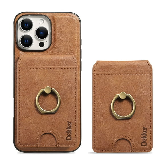 2 in 1 Detachable Magnetic Phone Cases Compatible with iPhone 16 Pro Case with Card Holder Finger Ring, Compatible with Magsafe Wallet, PU Leather Men Women for iPhone 16 Pro - Brown