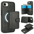 thumbnail image 1 of 2 in 1 Detachable Magnetic Phone Cases Compatible with iPhone 16e, with Credit Card Holder, Classic Durable Premium PU Leather Kickstand Rugged Flip Cover for Women Men, Black, 1 of 6