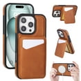 thumbnail image 1 of 2 in 1 Detachable Magnetic Wallet Case for iPhone 11 with Card Holder Women Men, Magnetic PU Leather Flip Kickstand Credit Slots, Vintage Shockproof Cover for iPhone 11, Brown, 1 of 9