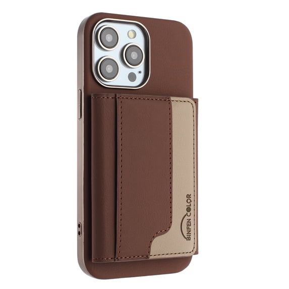 2 in 1 Detachable PU Leather Wallet Case Compatible with iPhone 13 Pro Max, RFID Blocking Magnetic Shockproof Protective Phone Cover Stand + Card Holder, Support Wireless Charging, Brown