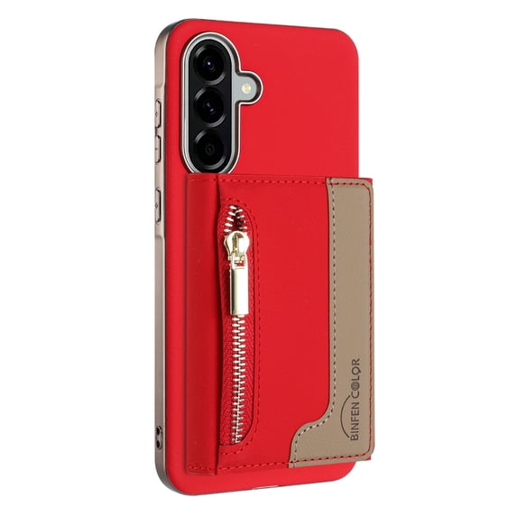 2 in 1 Detachable PU Leather Zipper Wallet Case Compatible with Samsung Galaxy S24 Plus, RFID Blocking Magnetic Shockproof Protective Phone Cover Stand + Card Holder, for Galaxy S24 Plus, Red