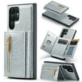 thumbnail image 1 of 2 in 1 Detachable Wallet Back Cover for Samsung Galaxy S23+ 5G, Allytech Credit Card Holder Pocket Slim Luxury PU Leather kickstand Case for Galaxy S23 Plus 6.6 inch 2023 Released, Silver, 1 of 12