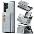 thumbnail image 1 of 2 in 1 Detachable Wallet Back Cover for Samsung Galaxy S23 Ultra 5G, Allytech Credit Card Holder Pocket Slim Luxury PU Leather kickstand Case for Galaxy S23 Ultra 6.8 inch 2023 Released, Silver, 1 of 12