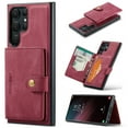 thumbnail image 1 of 2 in 1 Detachable Wallet Back Cover for Samsung Galaxy S25 Ultra Leather Case with Card Holder Pocket Slim Phone Cases for Samsung Galaxy S25 Ultra, Red, 1 of 7