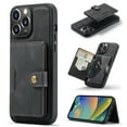 thumbnail image 1 of 2 in 1 Detachable Wallet Back Cover for iPhone 14 Pro Max, Vintage Premium PU Leather Kickstand Case with Card Holder Pocket & Wireless Charging Slim Phone Cases Cover for iPhone 14 Pro Max,Black, 1 of 8