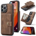 thumbnail image 1 of 2 in 1 Detachable Wallet Back Cover for iPhone 16 Plus, Vintage Premium PU Leather Kickstand Case with Card Holder Pocket & Wireless Charging Slim Phone Cases Cover for iPhone 16 Plus, Brown, 1 of 8